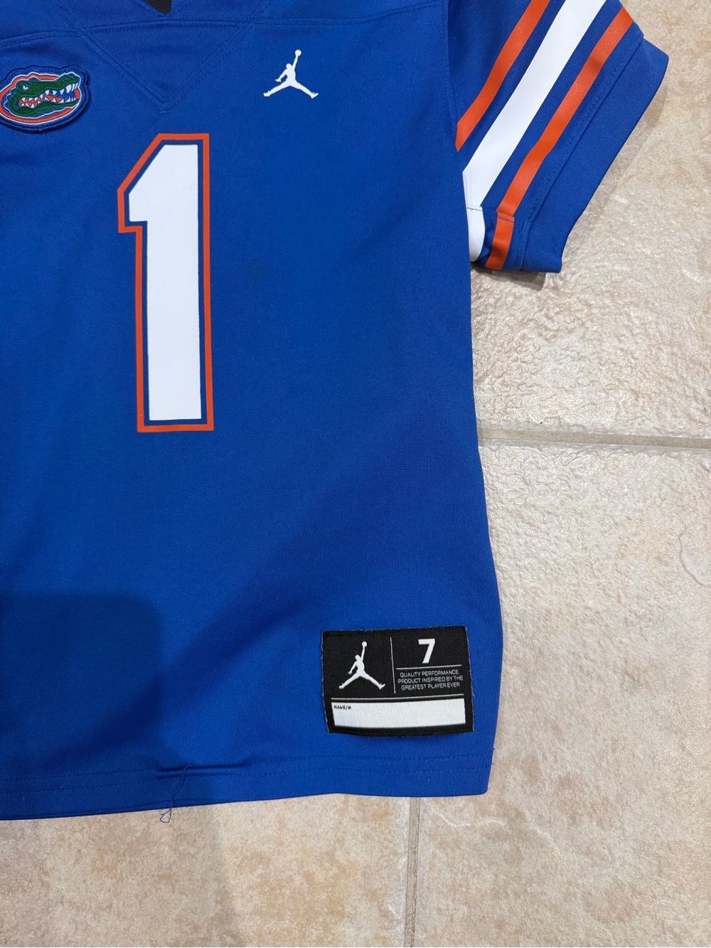 Jordan Florida Gators #1 Youth Football Jersey Blue White Orange Youth Size 7 - Picture 2 of 4
